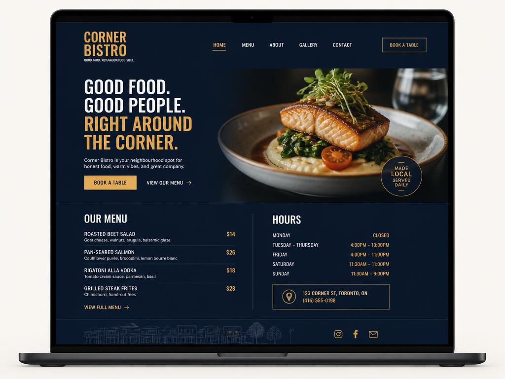 Concept website design for Corner Bistro